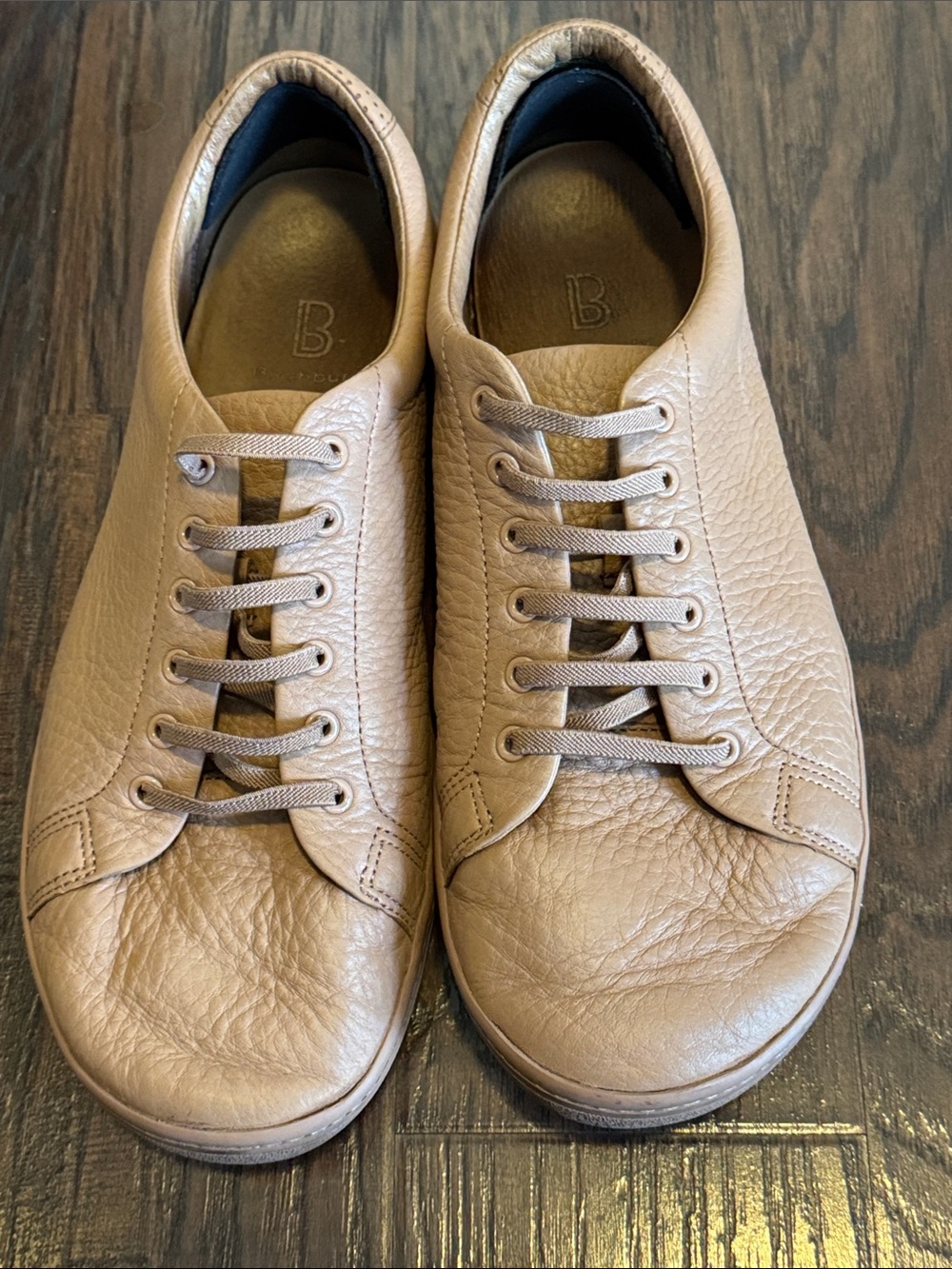 Men’s Taupe Leather Lace-Up Sneakers